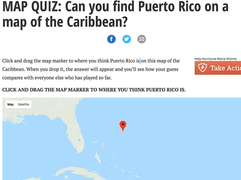 A screenshot of the Puerto Rico map quiz