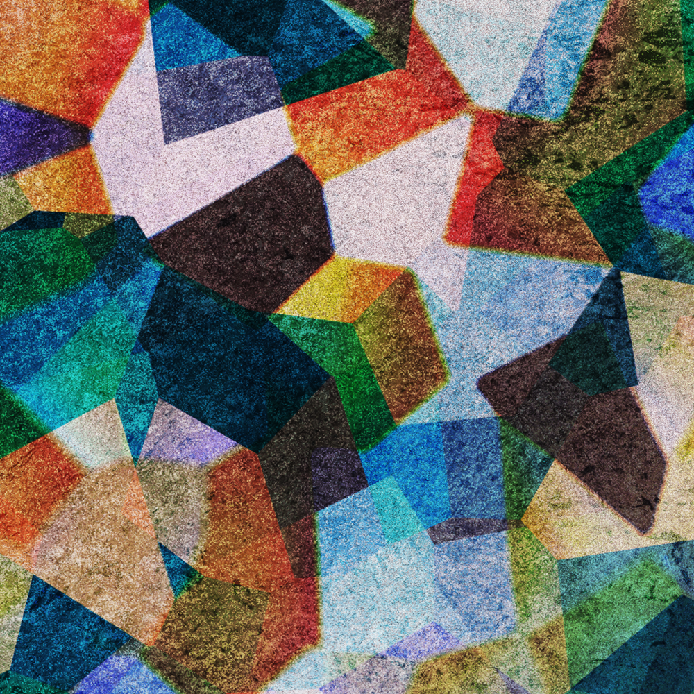 A digital painting of abstract, colorful shapes.