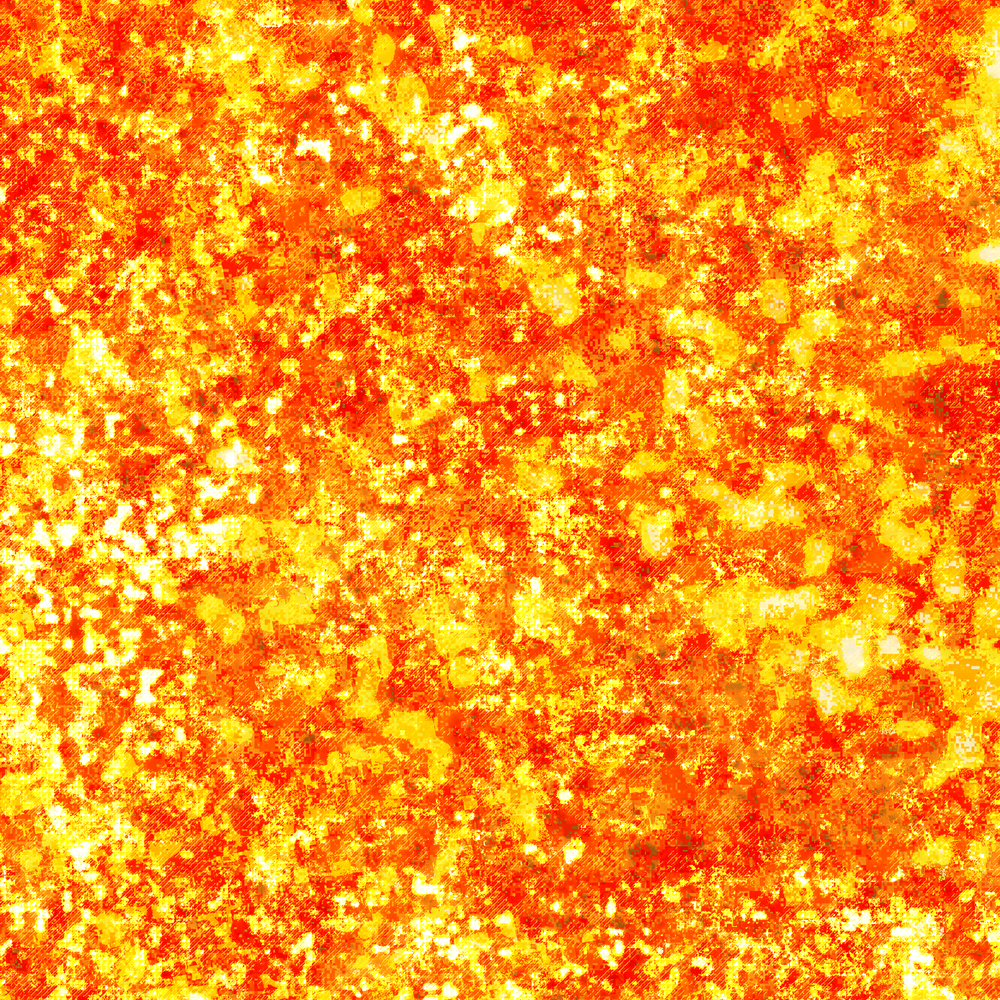 An abstract splotchy orange and yellow digital painting, kind of feels like the surface of the sun.