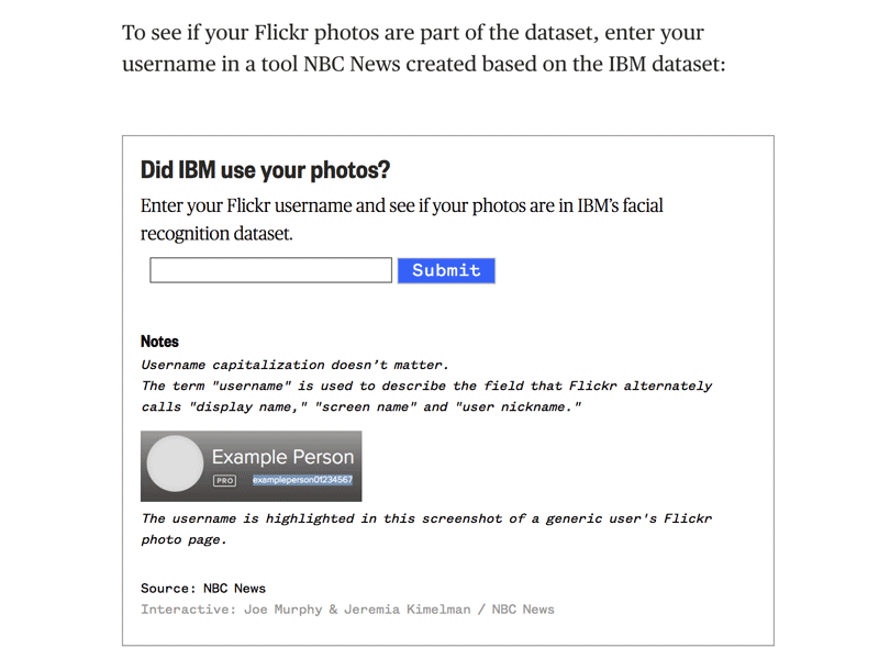 A screenshot of the flickr username lookup widget